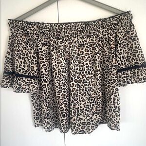 Leopard Print Off-Shoulder Crop Top